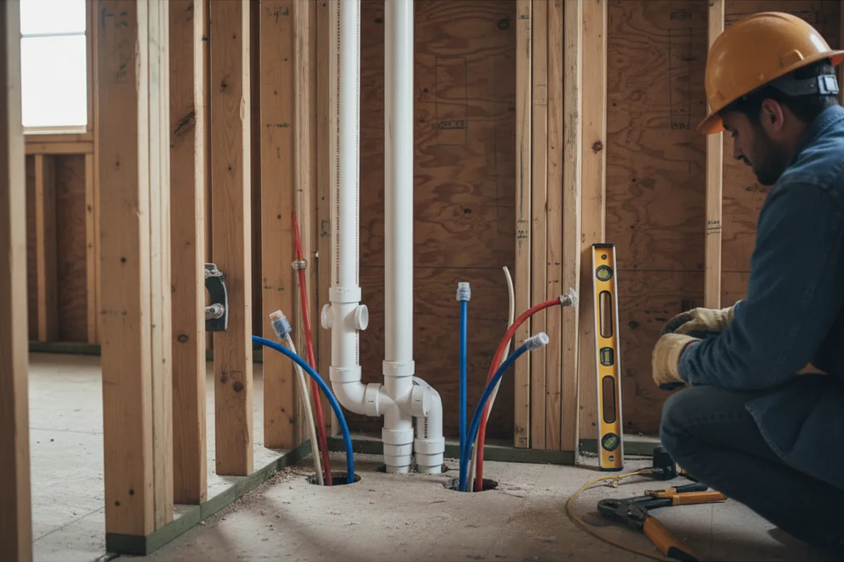 Drain and supply rough-in during Drain Cleaning in Axis